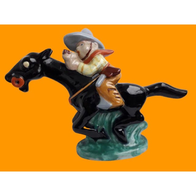 Large Art Deco Hand-Painted Cowboy on Horse from Komloss, 1920s For Sale - Image 15 of 18