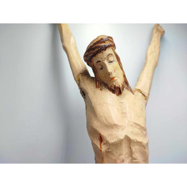 Pre-war wooden Lord Jesus, dimensions: height 50.5 cm, width 20.5 cm, depth 6 cm.