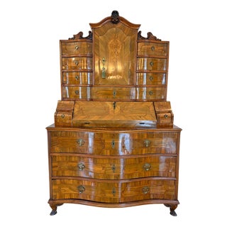 Antique Austrian Baroque Secretaire in Nutwood, 1770 For Sale