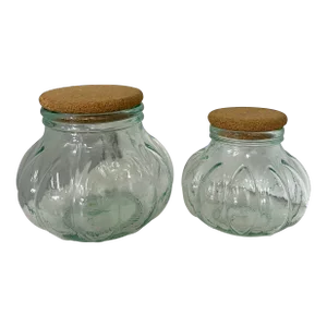 Italian Melon Shaped Apothecary Jars - a Pair