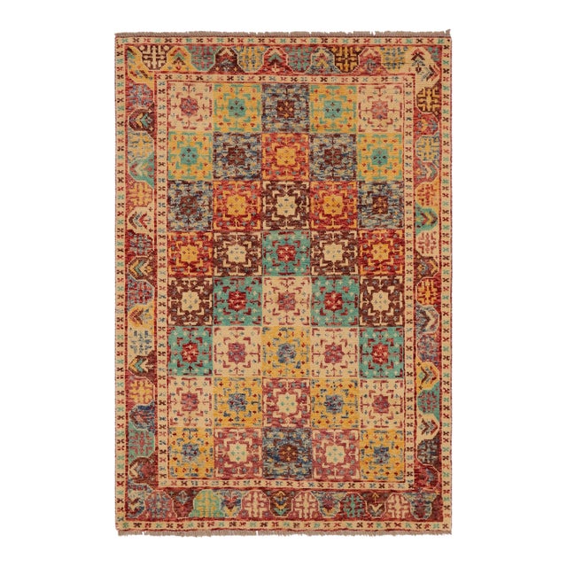 Bohemian Balochi Red/Beige Wool Rug - 4'3''x6'0'' For Sale