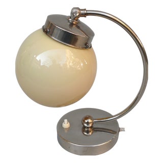 Vintage Bauhaus Bedside Lamp with Beige Cased Glass Shade, 1920s For Sale