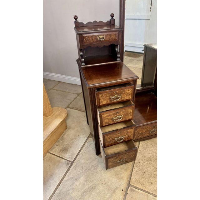 Antique Victorian Burr Walnut Dressing Table, 1880 For Sale - Image 4 of 9