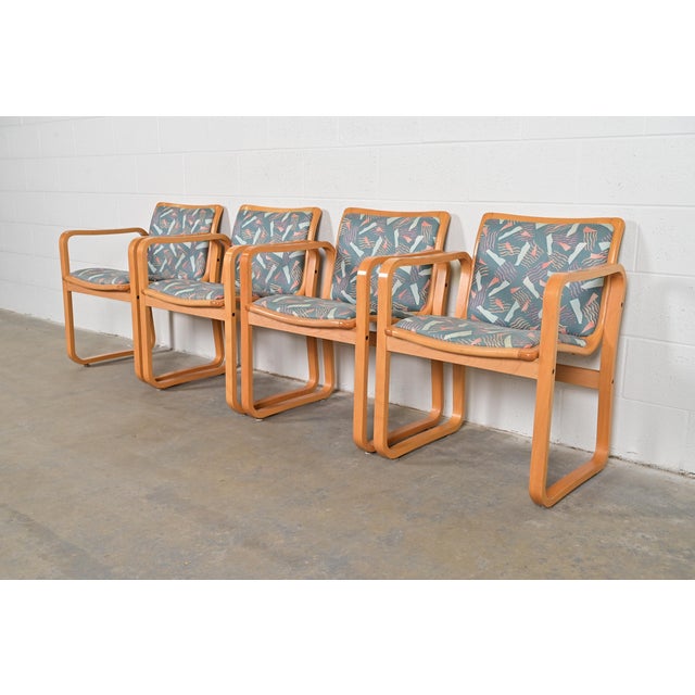 Loewenstein Modern Bent Beechwood Sled Leg Lounge Chairs, Pair For Sale - Image 14 of 15