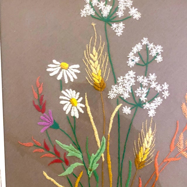Vintage Mid-Century Daisy Crewel Art For Sale In Charleston - Image 6 of 7