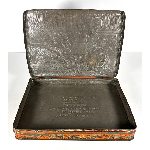 Art Deco Art Deco Blue Heron Biscuit Tin For Sale - Image 3 of 17