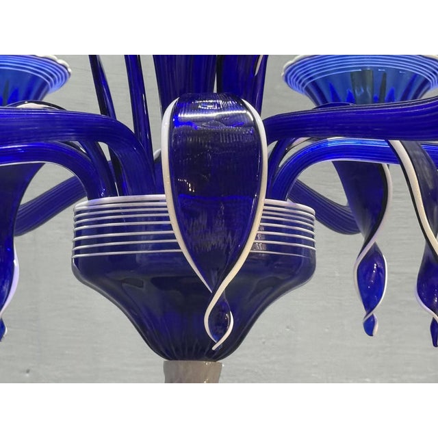 Vintage Blue and White Murano Chandelier, Italy, 1980s For Sale - Image 7 of 15