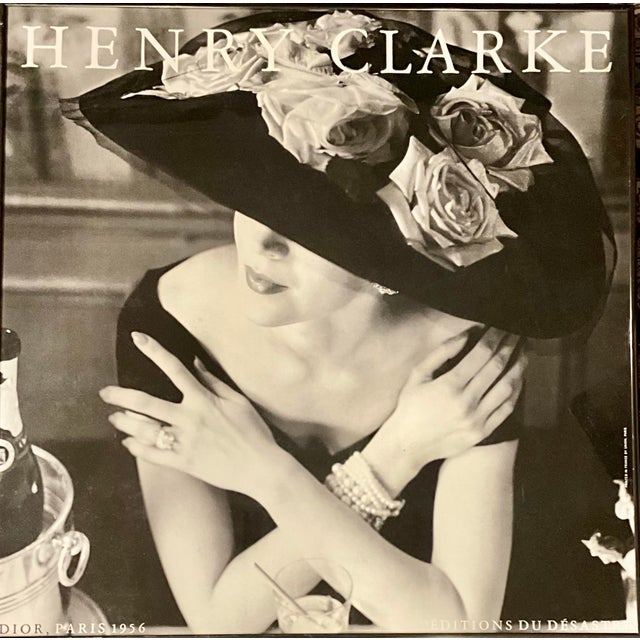Mid-Century Modern Henry Clarke “Dior, Paris 1956” Framed Fashion Photography Poster – Glamorous Black & White Couture Wall Art For Sale - Image 3 of 6