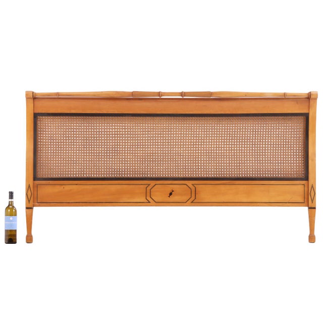 Wood Mid-Century Queen Headboard With Brass Inlay, C. 1940 For Sale - Image 7 of 7
