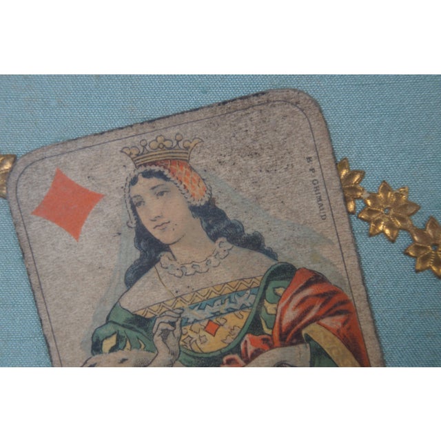 Blue Antique French Baptiste Paul Bp Grimaud Framed Shadowbox Playing Cards 31" For Sale - Image 8 of 12