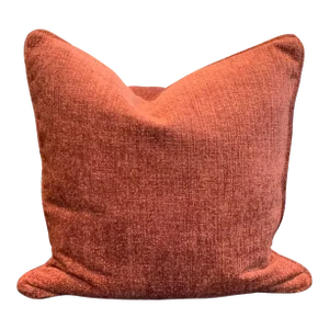 Contemporary Coral Velvet Pillow With Feather & Down Insert