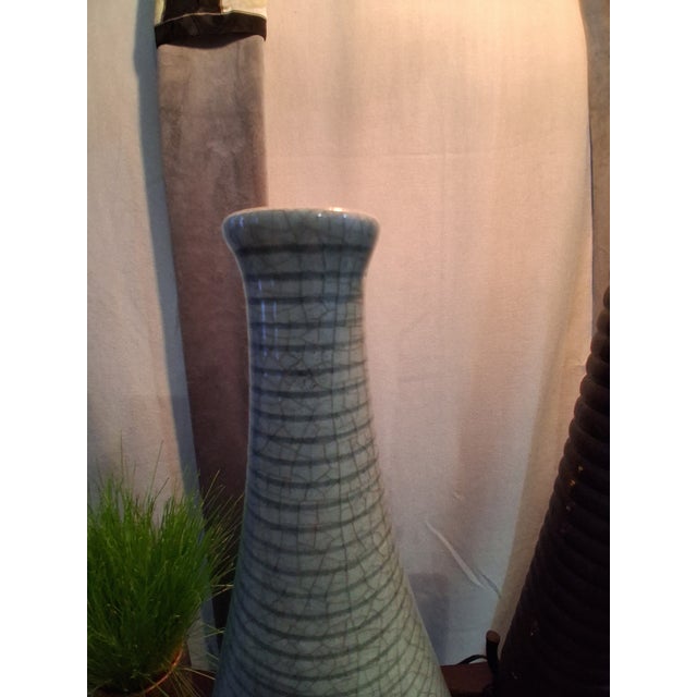 Artisans' Choice: Portuguese Crackle-Glazed Sage Vessel From a Private Studio For Sale - Image 4 of 7