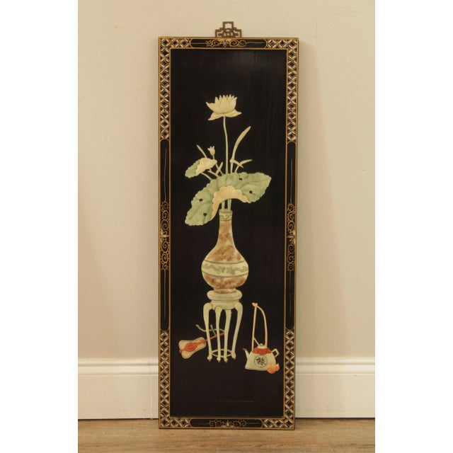 1970s Vintage Chinese Lacquered Carved Soapstone Panels - Set of 4 For Sale - Image 5 of 13