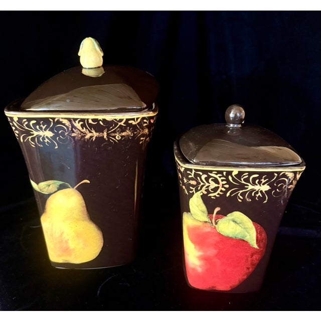 Metal 1990s Susan Winget Damask Fruit Kitchenware - Set of 4 For Sale - Image 7 of 12