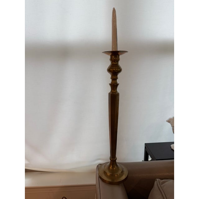 Vintage Brass Tall Candlestick Holder 18” For Sale In Greenville, SC - Image 6 of 8