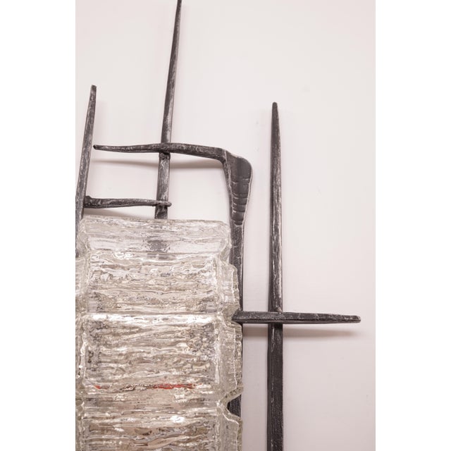 Vintage Brutalist Wrought Iron Wall Lamp, 1960s-1970s For Sale - Image 9 of 13