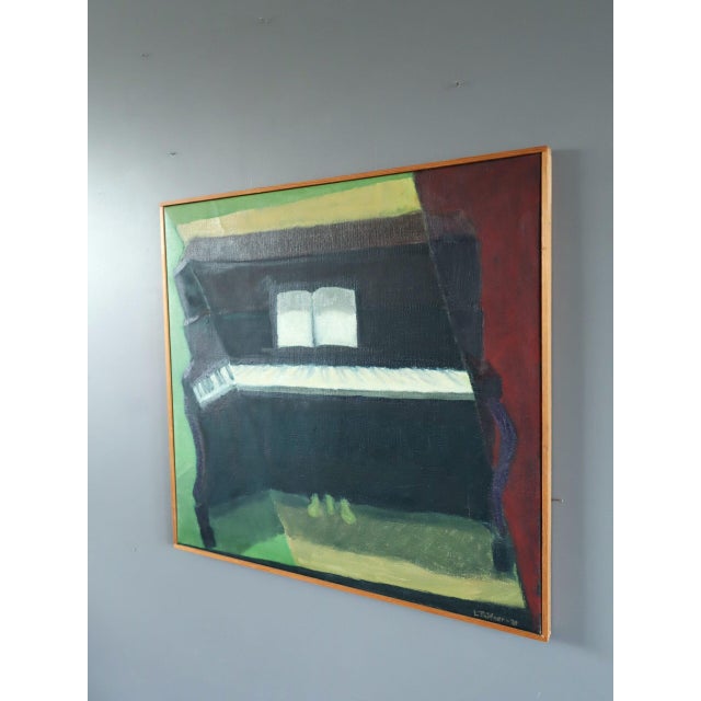 Late 20th Century 1978 Modernist 'The Piano' Vintage Swedish Expressive Still Life Oil Painting, Framed For Sale - Image 5 of 11