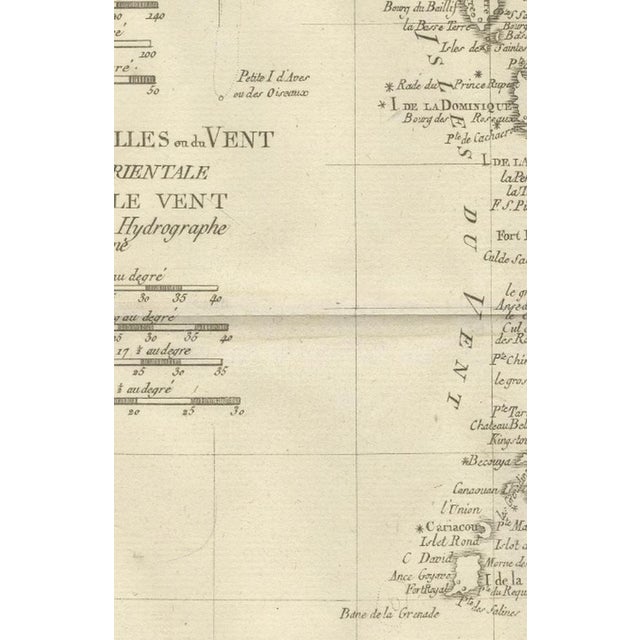 Paper Caribbean and Lesser Antilles Enlightenment Map by Rigobert Bonne, 1780s For Sale - Image 7 of 12