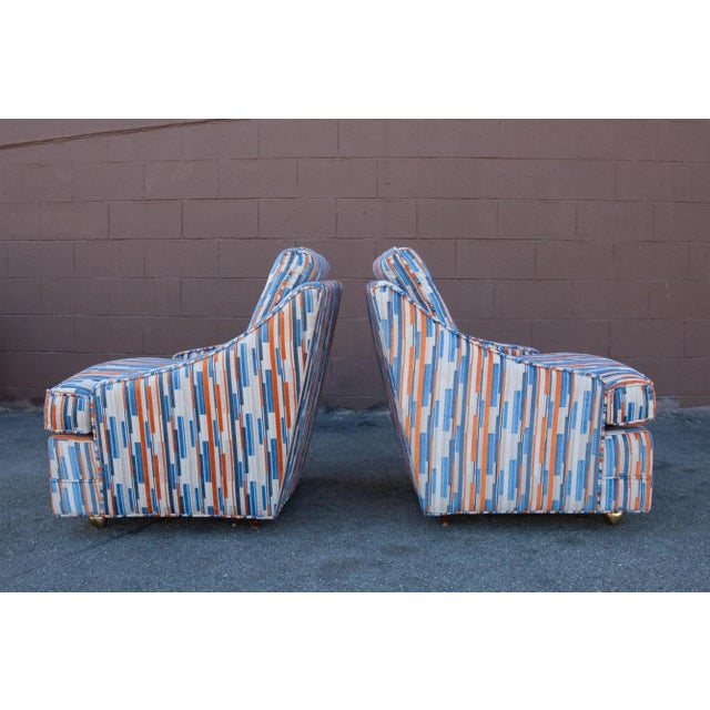 1960s 1960s Pair of Striped Mid-Century Club Chairs For Sale - Image 5 of 8