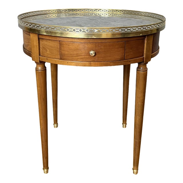 Directoire Bouillotte Table in Cherrywood and Brass For Sale