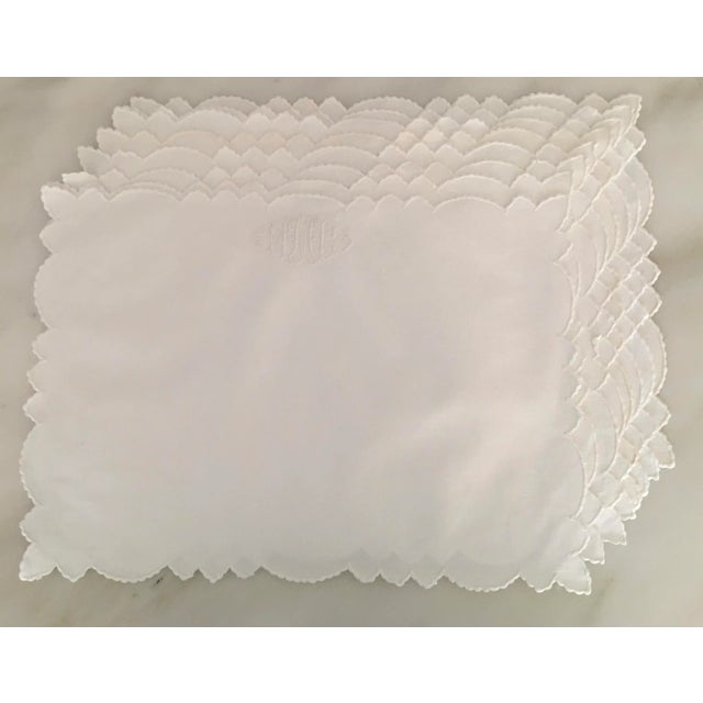 Vintage Embroidered and Monogramed Linen Placemats- Set of 8 For Sale - Image 13 of 13