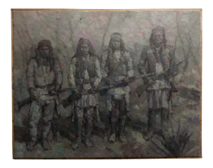 Stevan Kissel " Group of Apache Scouts u.s. Army 1866–1914" Oil Painting