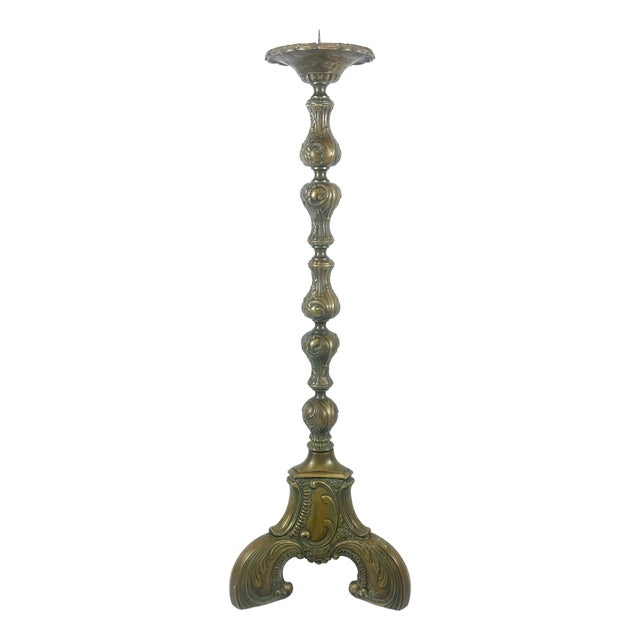 Large French Bronze Altar Candlestick, 19th Century For Sale