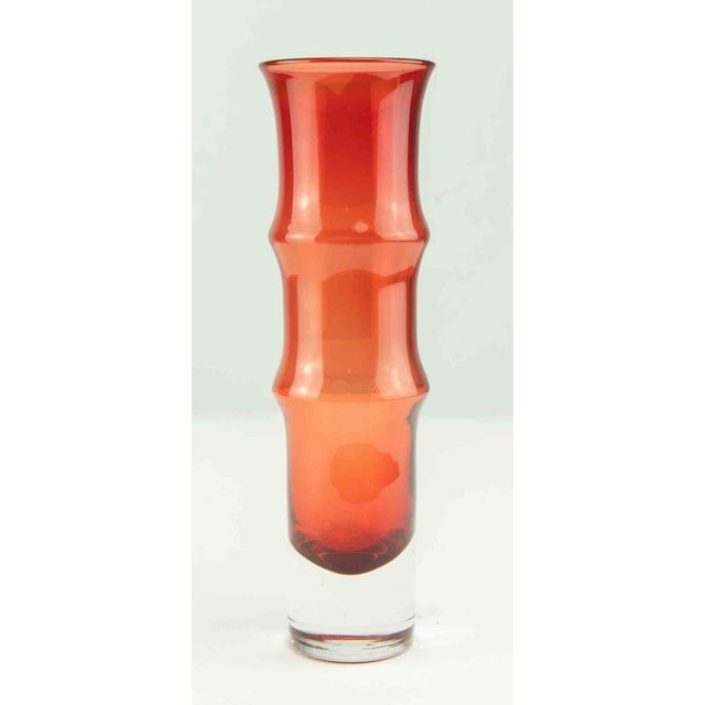 Vintage Swedish Aseda Bamboo Shaped Red Glass Vase. Sweden, 1960s, very good condition. This piece is attributed to the...