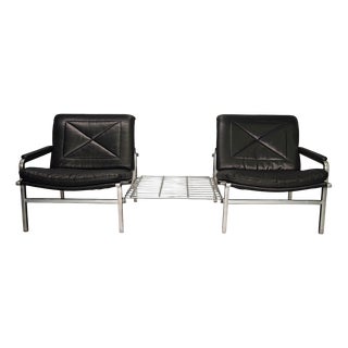 Black Leather Sofa by Andre Vandenbeuck, 1960s For Sale