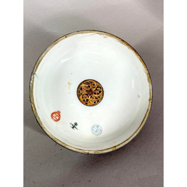 19thC Sevres Louis XVI Style Blue Porcelain Bronze Bowl Urn For Sale - Image 17 of 18
