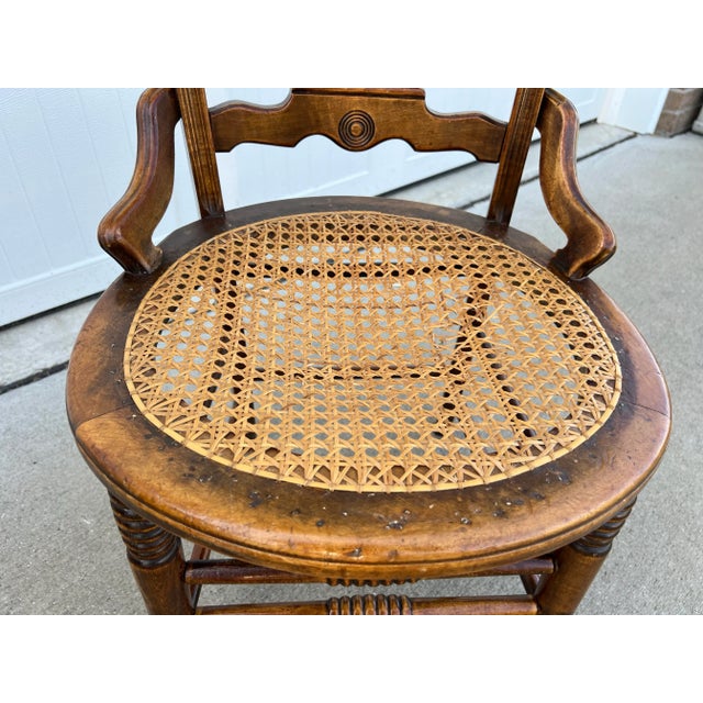 19th Century Carved Mahogany Cane Seat and Spindle Back Windsor Side Chair For Sale - Image 10 of 12