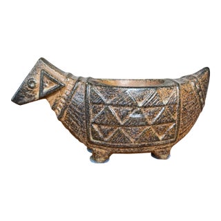 Vintage Folk Art Takahashi San Francisco Stoneware Dog Votive Holder For Sale