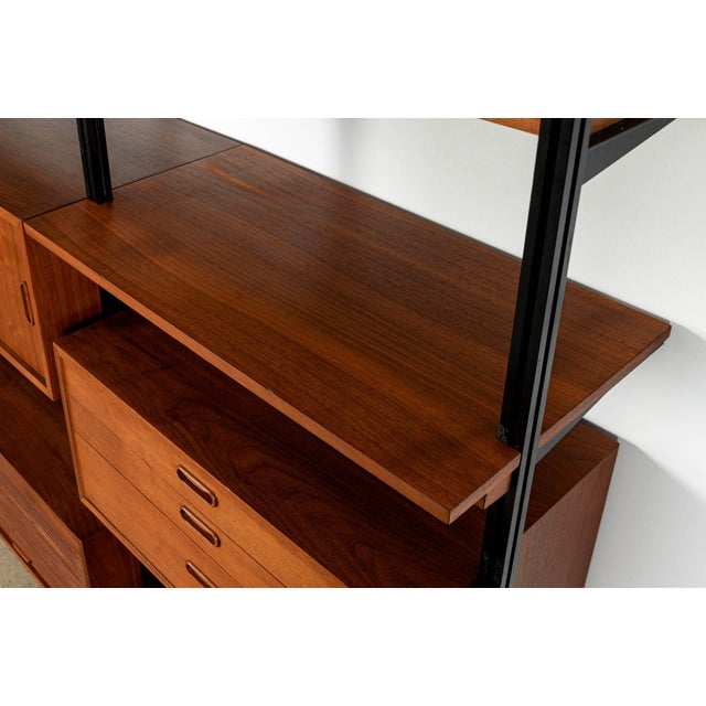 Early Production George Nelson Omni Three-Bay Modular Walnut Wall Unit by Structural Products, Circa 1961 For Sale - Image 10 of 18