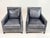 Lillian August Gray Leather Club Chair With Nailhead Detail For Sale - Image 9 of 9