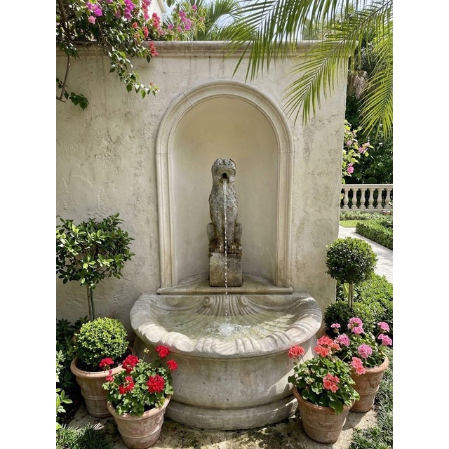 Vintage Weathered Cast Stone Lion Wall Fountain For Sale - Image 11 of 12