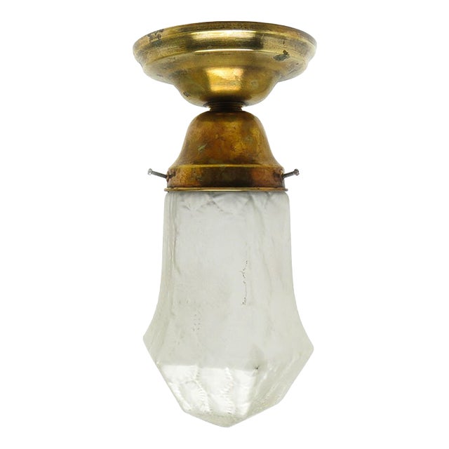 Art Nouveau Brass and Glass Ceiling Lamp, Germany, Early 20th Century For Sale