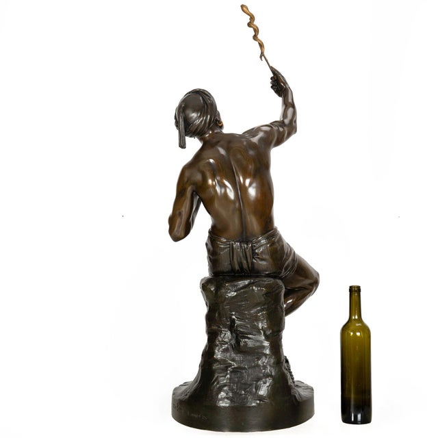 Rare British Bronze Sculpture “Snake Charmer” (1876) by Sir Thomas Brock For Sale - Image 4 of 12
