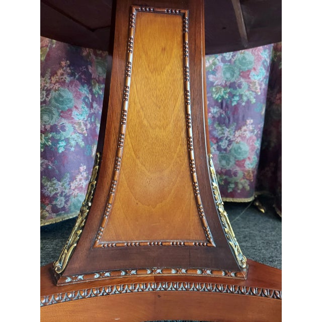 1920's Joseph Gerte Parcel Gilt Mahogany & Burlwood Drum Table For Sale In Boston - Image 6 of 12