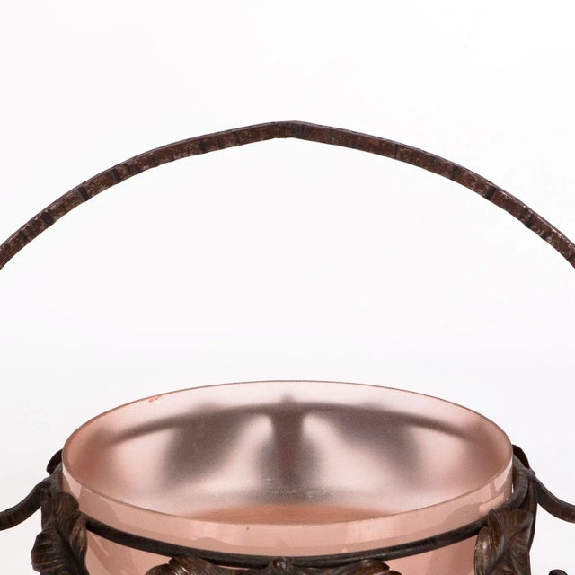 1930s French Art Deco Glass & Wrought Iron Centerpiece Bowl For Sale - Image 5 of 6