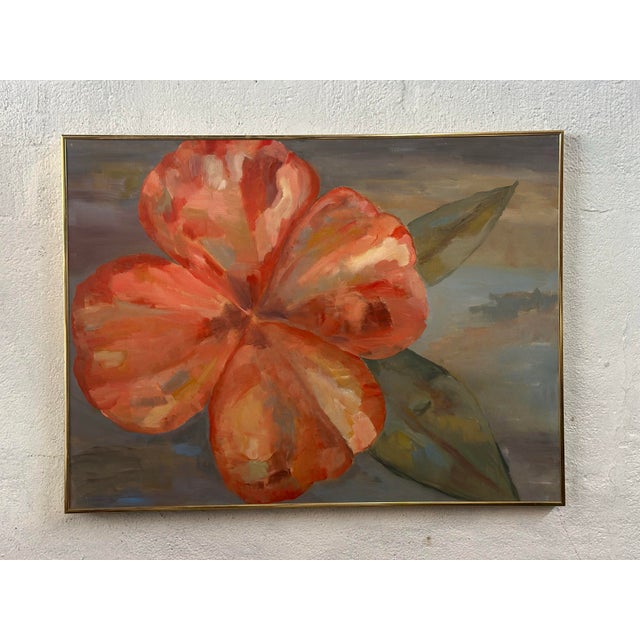 Contemporary Vintage Oil on Canvas Bold Floral Painting , Framed For Sale - Image 3 of 10