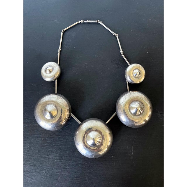 American Vintage Sculptural Silver Necklace by Graziella Laffi For Sale - Image 3 of 12