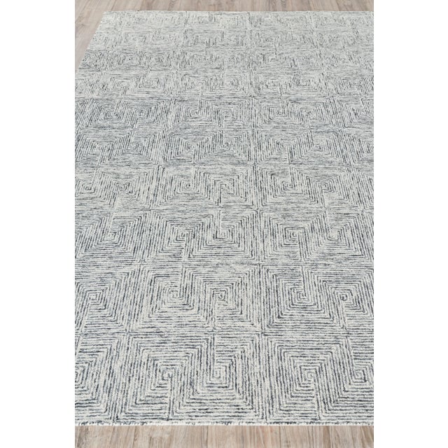Transitional Exquisite Rugs Geometric Tufted New Zealand Wool & Cotton Black/Ivory Rug-8'X10' For Sale - Image 3 of 7