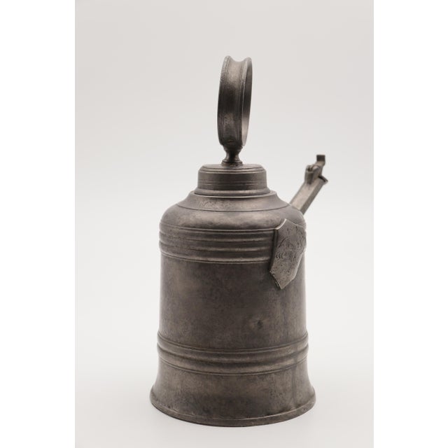 1775 Medieval Antique German Pewter Wine Jug For Sale - Image 6 of 12