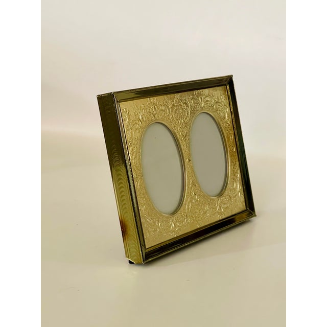 Traditional 1940’s Filigree Gold Tone Double Photo Frame For Sale - Image 3 of 8