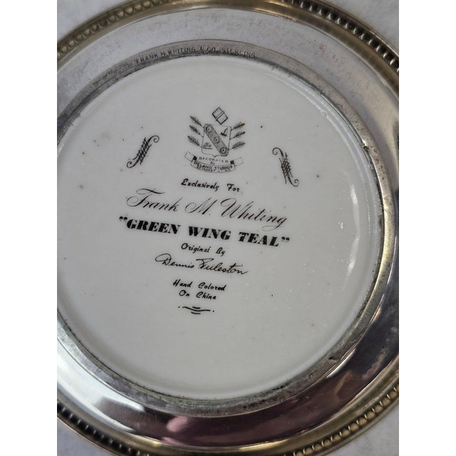 Silver 1950s Frank Whiting Sterling Silver and Porcelain Game Bird Coasters by Dennis Puleston - Set of Six For Sale - Image 8 of 14