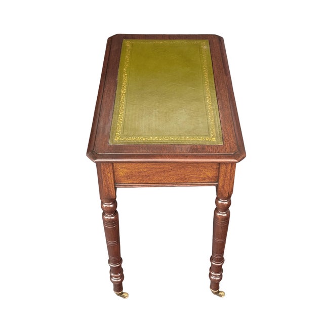 Brown English Diminutive Writing Table or Desk of Walnut With Inset Leather Top For Sale - Image 8 of 14