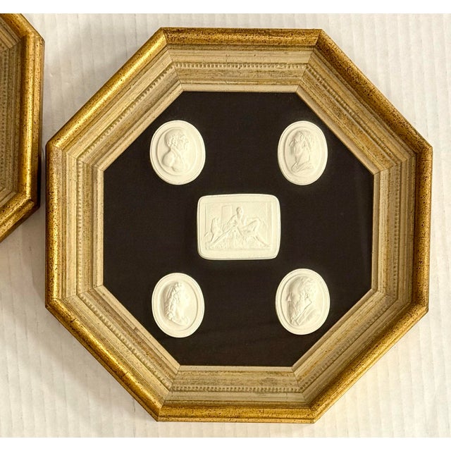 Grand Tour Pair of Framed Grand Tour Intaglios in Gilt Octagonal Frames For Sale - Image 3 of 6