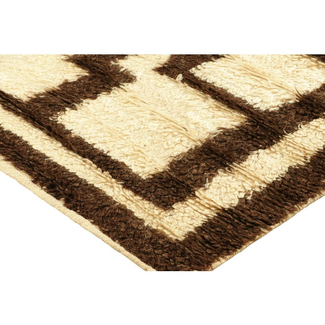 Vintage Tulu Rug With Cream White and Brown Geometric Patterns, From Rug & Kilim For Sale In New York - Image 6 of 8