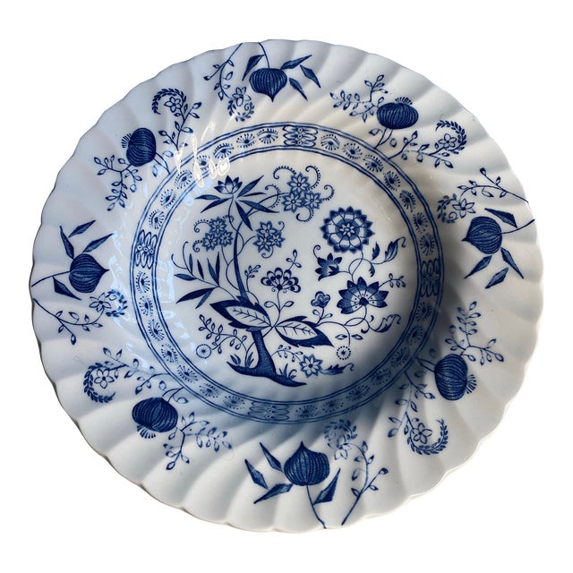 Johnson Brothers Rimmed Soup Bowl in Blue Nordic For Sale