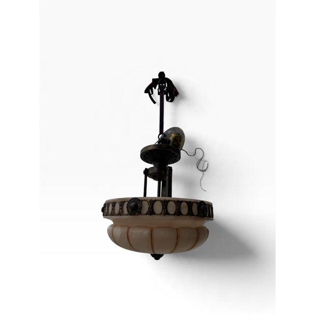 Elegant Neoclassical style inverted bowl pendant chandelier manufactured by the luxury Spanish heritage lighting brand...